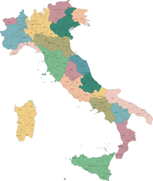 Italia está constituida por 20 regiones, cinco de estas regiones tienen un estatus autónomo especial