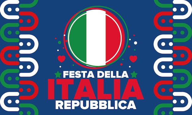 Italia Festa della Repubblica Italiana Día de la República Italiana Bandera de Italia Cartel vectorial