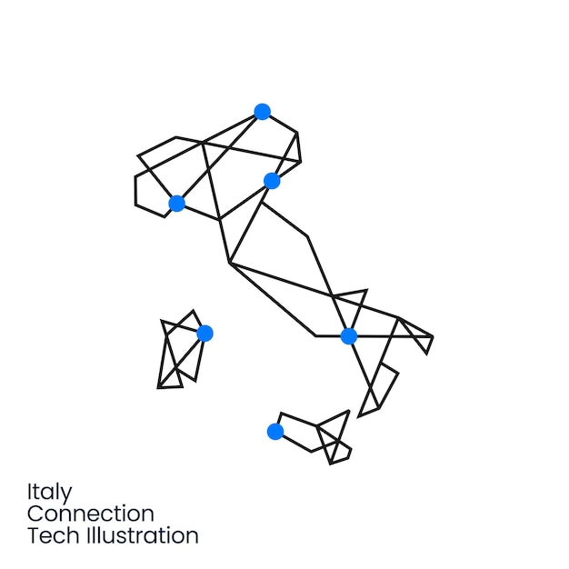 Italia Tecnología de conexión Tecnología geométrica Poligonal Logo Icono vectorial Ilustración