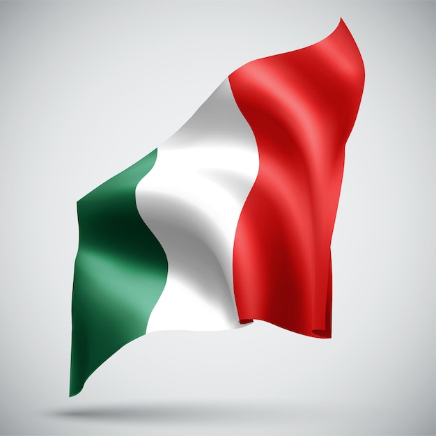 Italia, vector bandera 3d aislado sobre fondo blanco.