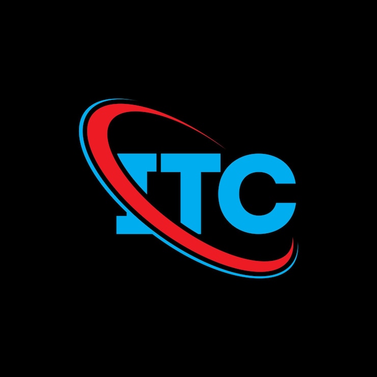 Vector itc logotipo itc letra itc diseño de la letra itc iniciales itc logo vinculado con círculo y mayúscula monograma logo itc tipografía para negocios de tecnología y marca inmobiliaria