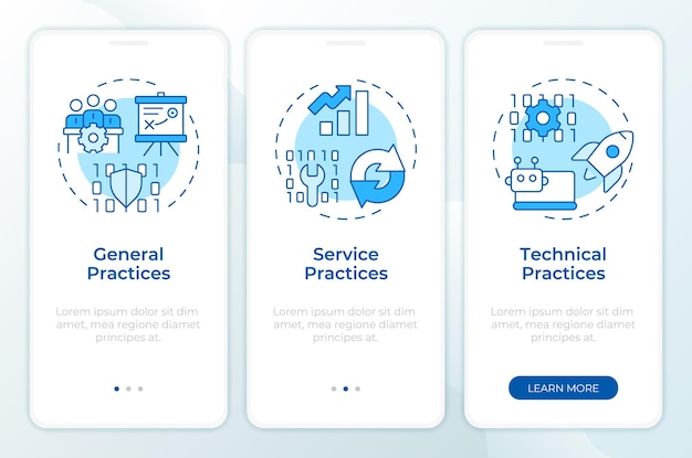 ITIL practices blue onboarding mobile app screen