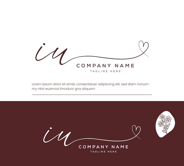 iu iu corazón letra inicial escritura a mano y firma vector de logotipo