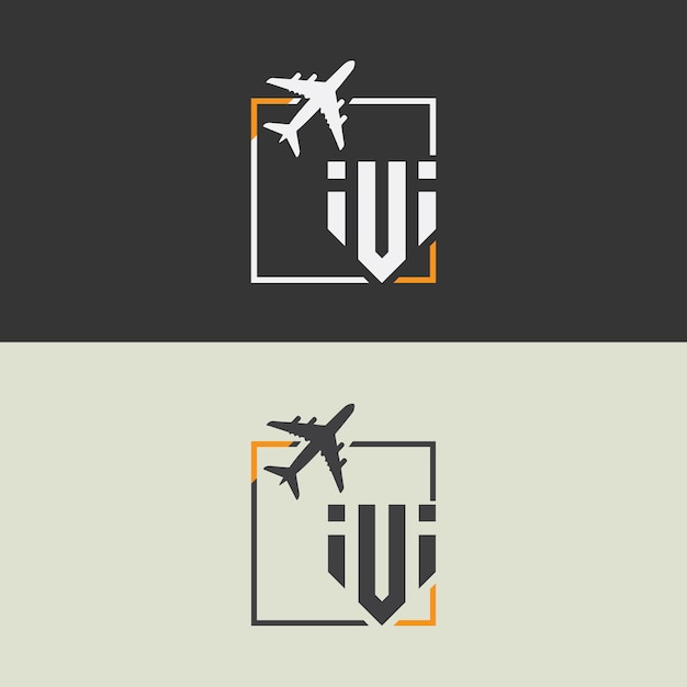 iUi logotipo inicial de monograma con diseño de estilo cuadrado