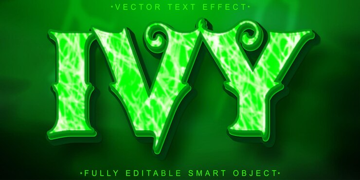 Vector ivy vector efecto de texto de objeto inteligente totalmente editable