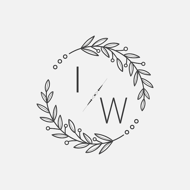 IW monograma inicial boda con línea de círculo creativo
