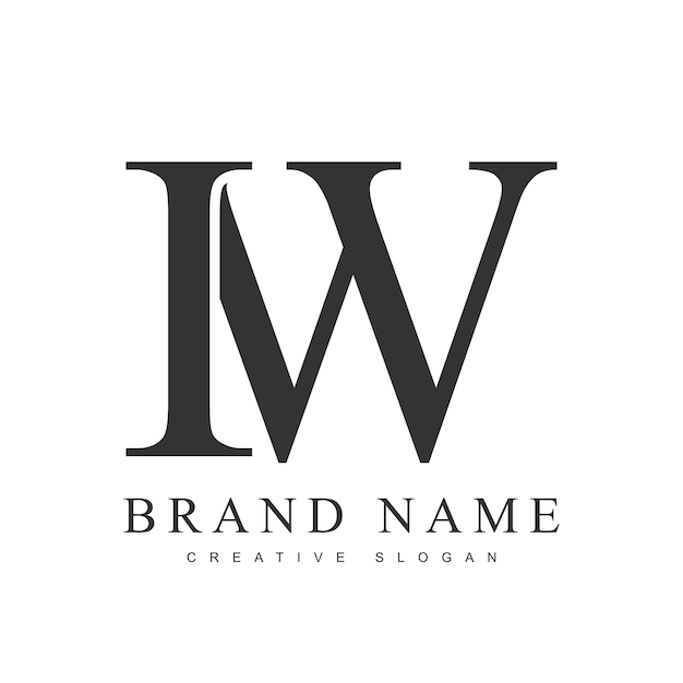 IW plantilla de logotipo de moda Letra inicial i y w estilo de fuente clásico Logotipo creativo para el nombre o la identidad de la empresa