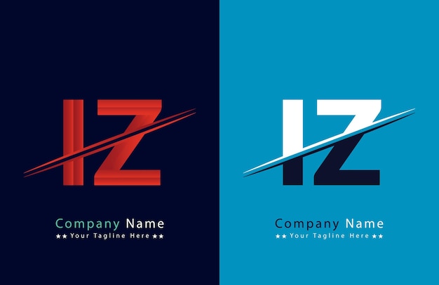 IZ letra logotipo colorido en el círculo Ilustración del logotipo vectorial