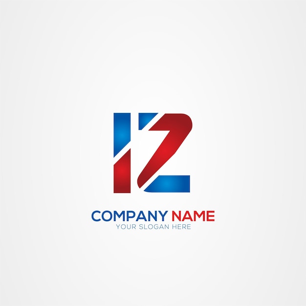 IZ o ZI Creative Modern Letters Diseño del logotipo Elemento rojo y azul