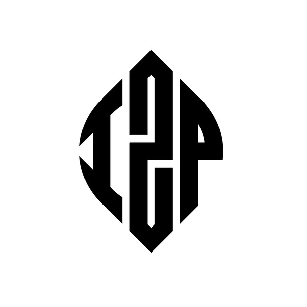 IZP diseño de logotipo de letras circulares con forma de círculo y elipse IZP letras elípticas con estilo tipográfico Las tres iniciales forman un logotipo de círculo IZP emblema de círculo Monograma abstracto letra marca vector