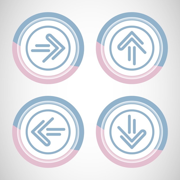 Izquierda arriba abajo flecha diseño de icono ilustración señal de flecha para aplicaciones y sitios web diseño de botón de color pastel