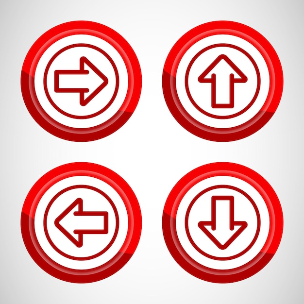 Izquierda arriba abajo flecha diseño de icono ilustración señal de flecha para aplicaciones y sitios web diseño de botón de color rojo