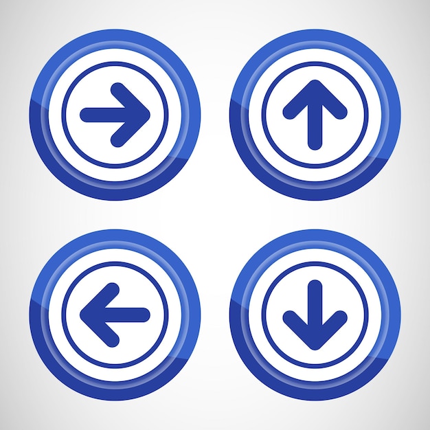 Izquierda arriba derecha abajo flecha diseño de icono ilustración señal de flecha para aplicaciones y sitios web diseño de botón de color azul
