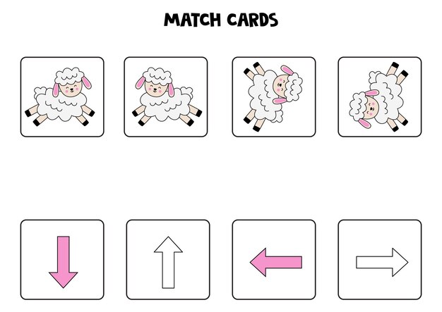 Izquierda derecha arriba o abajo orientación espacial con lindas ovejas de pascua