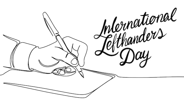 Izquierda escriba una línea continua Día Internacional de los zurdos Arte vectorial dibujado a mano