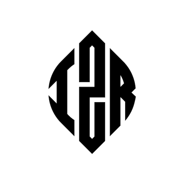 IZR diseño de logotipo de letras circulares con forma de círculo y elipse IZR letras elípticas con estilo tipográfico Las tres iniciales forman un logotipo de círculo IZR emblema de círculo Monograma abstracto letra marca vector