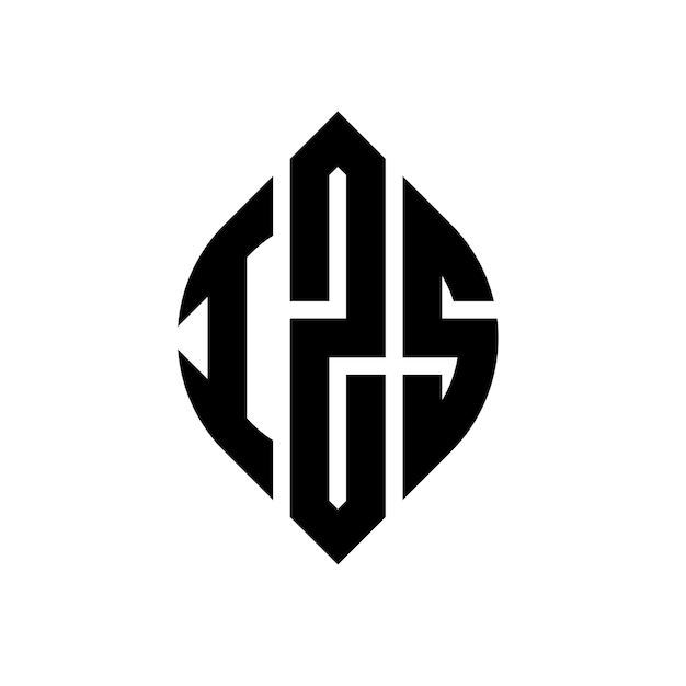 IZS diseño de logotipo de letras circulares con forma de círculo y elipse IZS letras elípticas con estilo tipográfico Las tres iniciales forman un logotipo de círculo IZS emblema de círculo Monograma abstracto letra marca vector