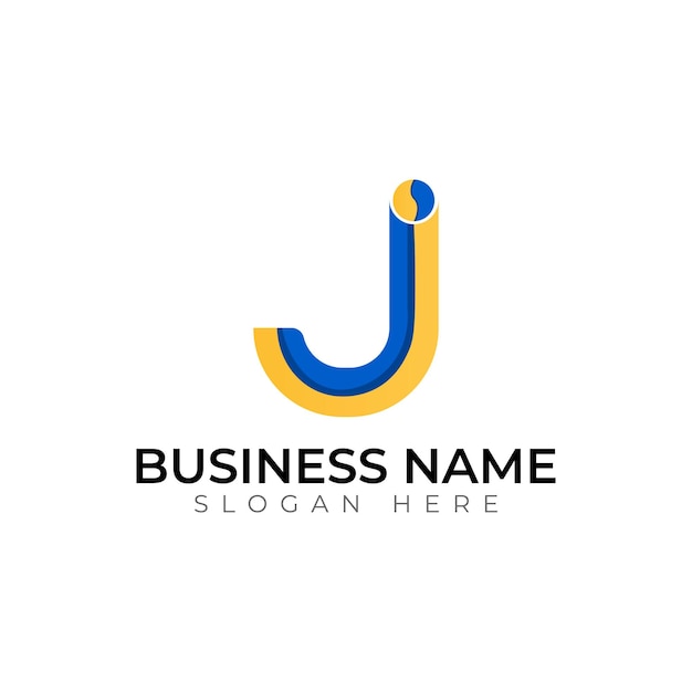 j gradiente colorido diseño de logotipo vectorial abstracto 3D