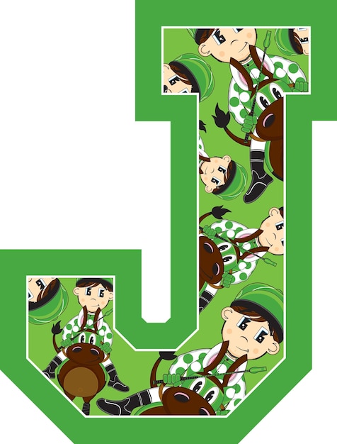  J is for Jockey Alphabet Learning Educational Illustration