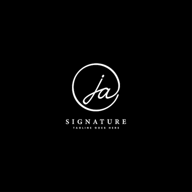 J y A JA Letra inicial escrita a mano y logotipo vectorial de la firma plantilla empresarial de forma redonda