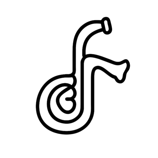 j letras como un saxofón contorno de icono
