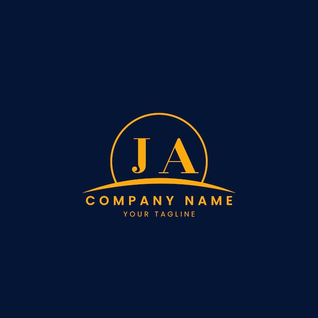 JA Logotipo corporativo minimalista con iniciales y diseño de arco