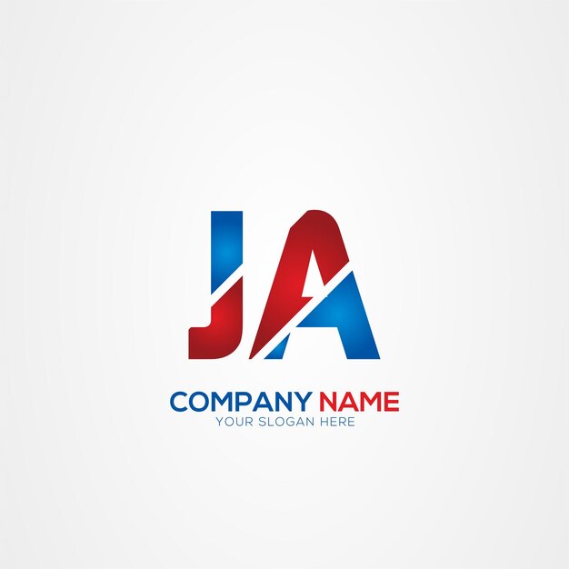JA o AJ Creative Modern Letters Diseño del logotipo Elemento rojo y azul