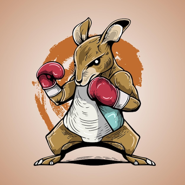 Jab de canguro lindo con cuerpo pequeño e ilustración vectorial de lucha