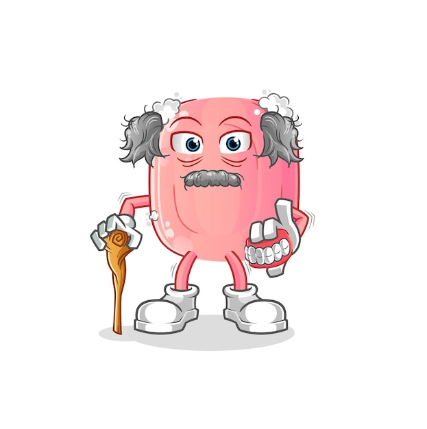 jabón anciano de pelo blanco. vector de caracteres