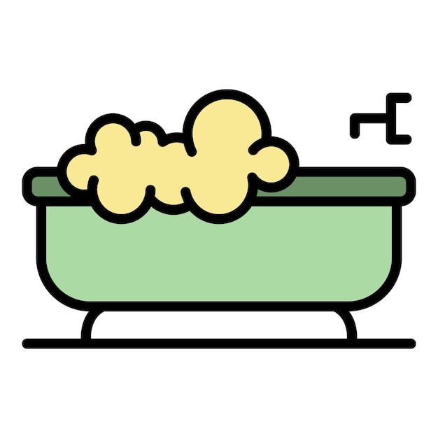Jabón en icono de bañera Contorno de jabón en icono de vector de bañera color plano aislado
