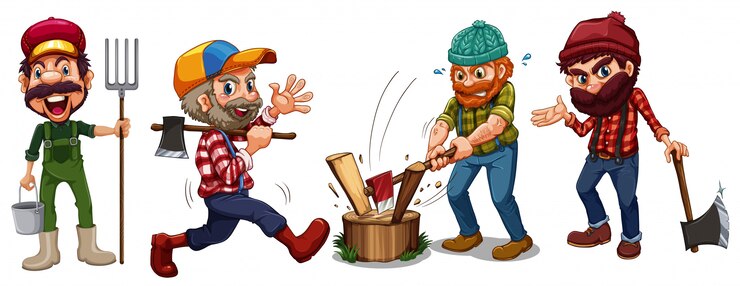 Vector jack lumber y personajes de granjeros