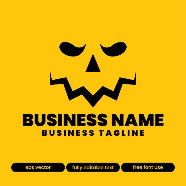 Jack O' Lantern halloween cara de calabaza logo texto editable eps vector estilo 10