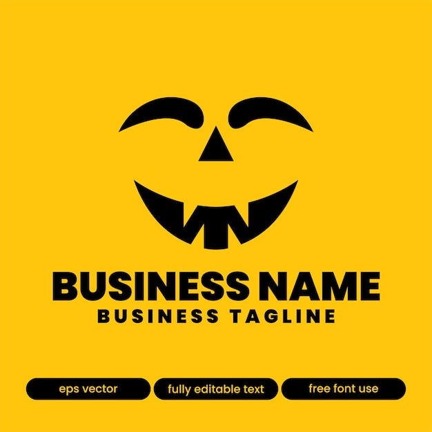 Jack O' Lantern halloween cara de calabaza logo texto editable eps vector estilo 9