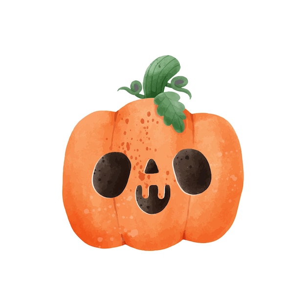 jack o linterna calabaza acuarela Feliz Halloween vacaciones Diseño de vector de cara de calabaza naranja