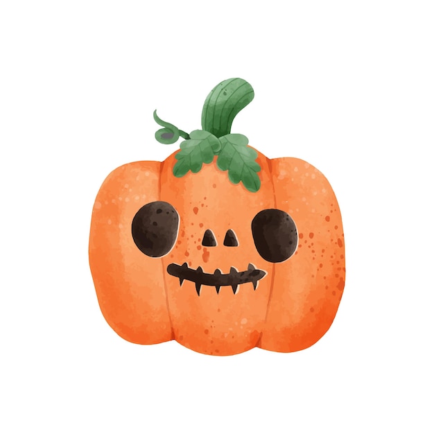 jack o linterna calabaza acuarela Feliz Halloween vacaciones Diseño de vector de cara de calabaza naranja