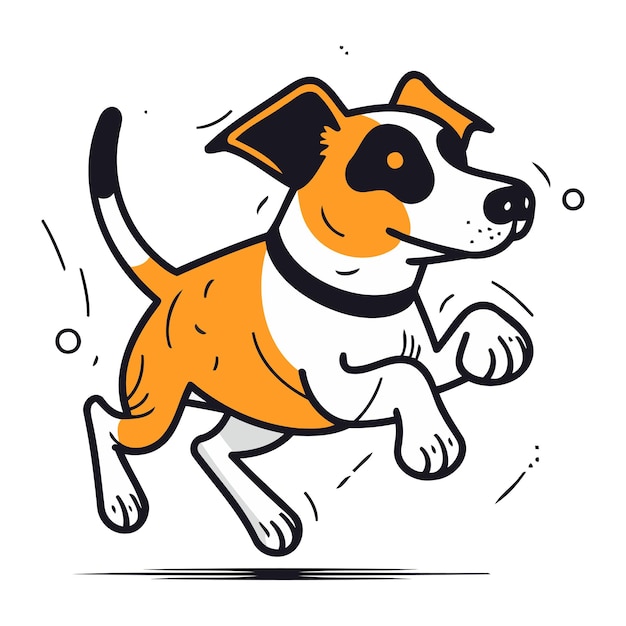 Vector jack russell terrier corriendo ilustración vectorial aislada sobre un fondo blanco