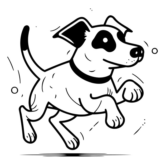 Vector jack russell terrier corriendo ilustración vectorial aislada sobre un fondo blanco