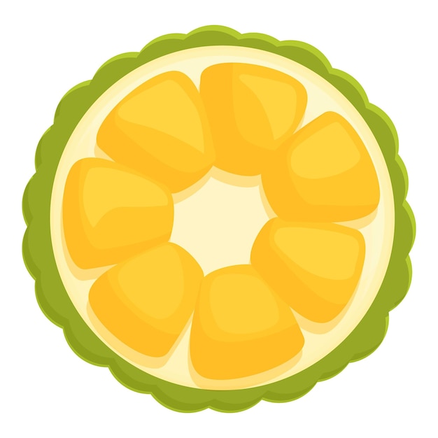 Jackfruit vista superior icono dibujos animados vector comida de verano verde tropical