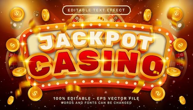 jackpot casino efecto de texto 3d y efecto de texto editable