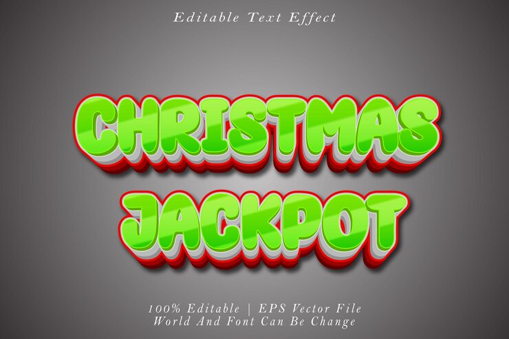 Vector jackpot de navidad efecto de texto editable estilo de gradiente en relieve 3d