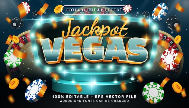 jackpot vegas efecto de texto 3d y efecto de texto editable