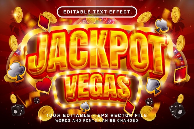 Jackpot vegas efecto de texto 3d y efecto de texto editable