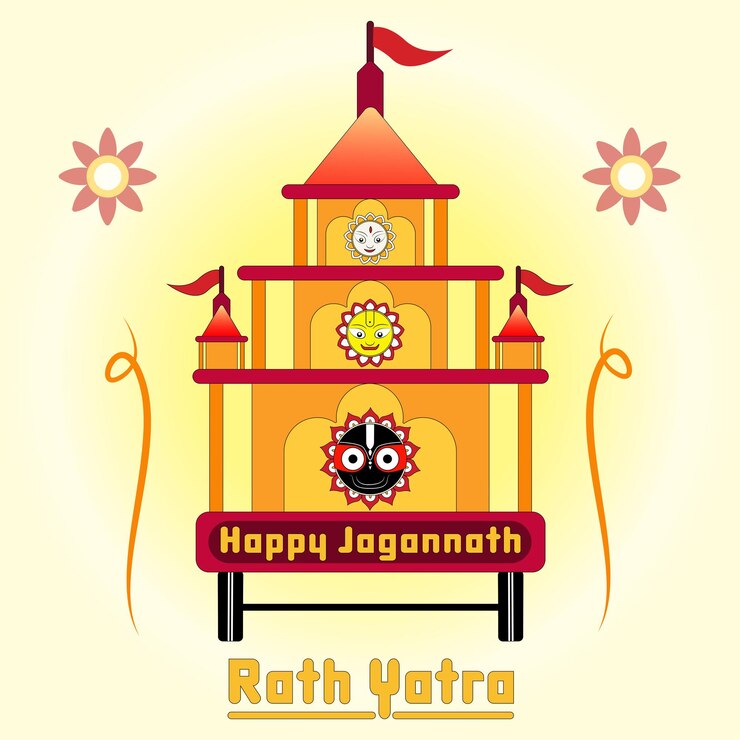 Jagannath rath yatra rath yatr festival indio tradicional plantilla vector ilustración