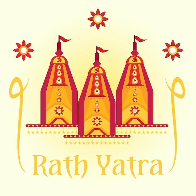 Vector jagannath rath yatra rath yatr festival indio tradicional plantilla vector ilustración