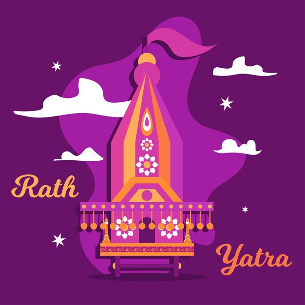 Jagannath rath yatra rathyatra festival hindú plantilla de diseño de banner tradicional fondo de pantalla de ilustración vectorial