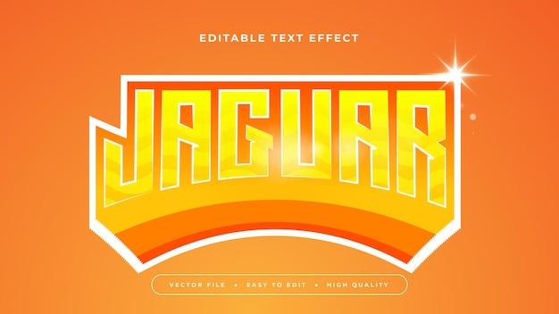 Jaguar amarillo y blanco estilo de fuente de efecto de texto editable en 3D