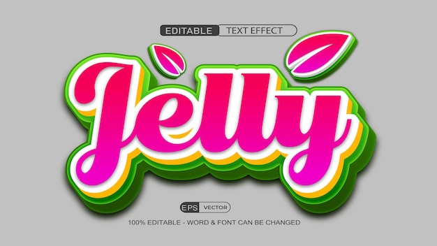 Jalea de uva Efecto de texto editable Vector Estilo 3d