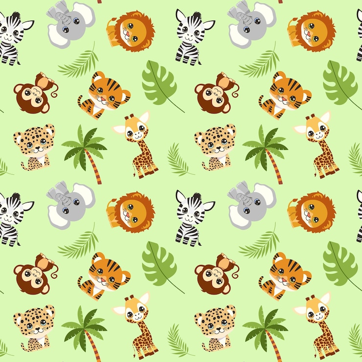 Vector jamboree de la selva patrón de animales caprichosos