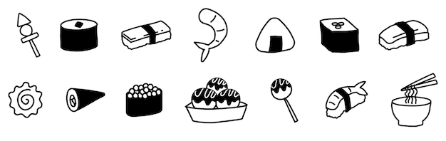 japanese food seamless pattern doodle hand drawing cute kawaii sushi