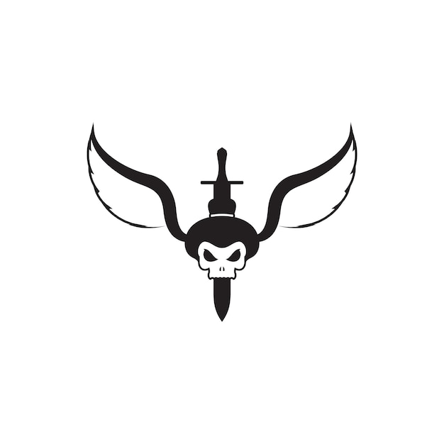 Japón cráneo con alas y espada logo diseño gráfico vectorial símbolo icono signo ilustración creativa i